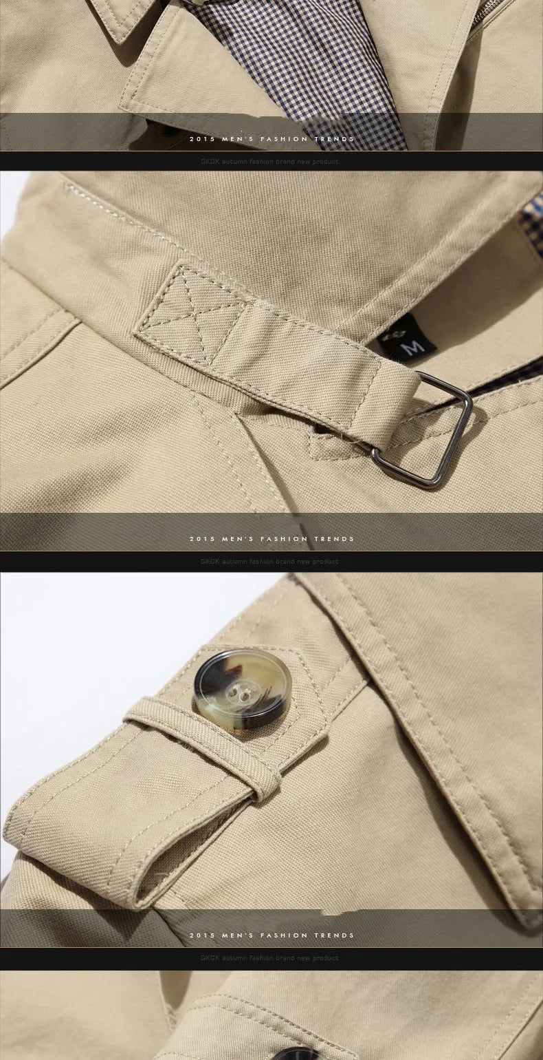 Men’s Cotton Trench Windbreaker – Long Casual Streetwear Blazer