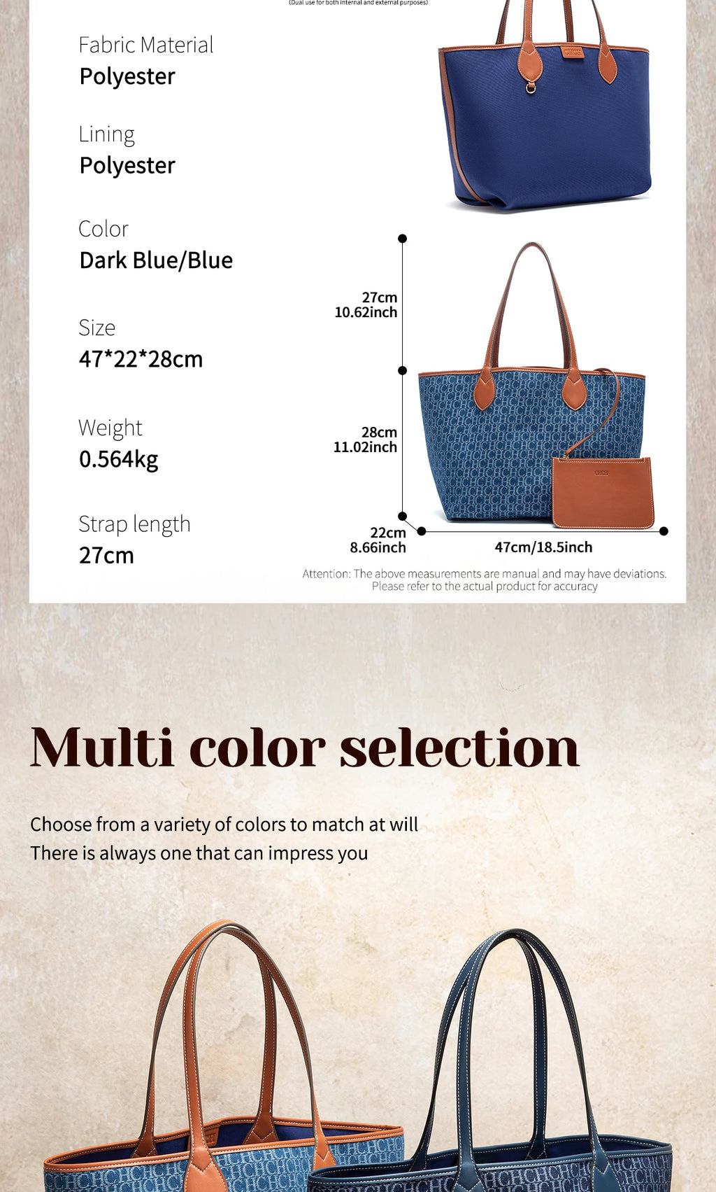 Women's Tote Bag Simple Double sided Available Mother and Child Large Capacity Casual Handbag