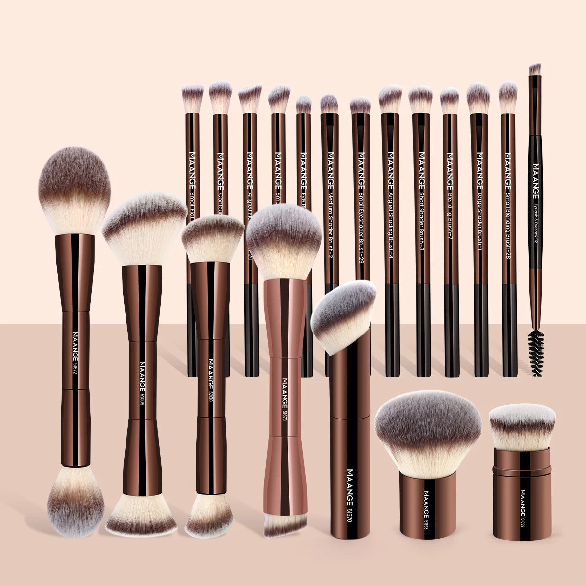 20-Piece Pro Makeup Brush Set – Double-Ended for Foundation, Blush & Eyeshadow