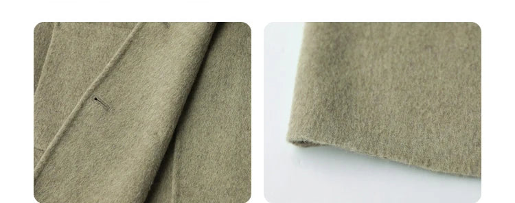 Women’s Double-Breasted Wool Coat – Loose Retro Office Style