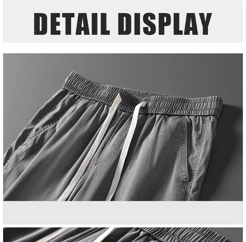 Soft Lyocell fabric men's jeans loose straight leg pants drawstring elastic waist Korean casual pants plus size M-5XL