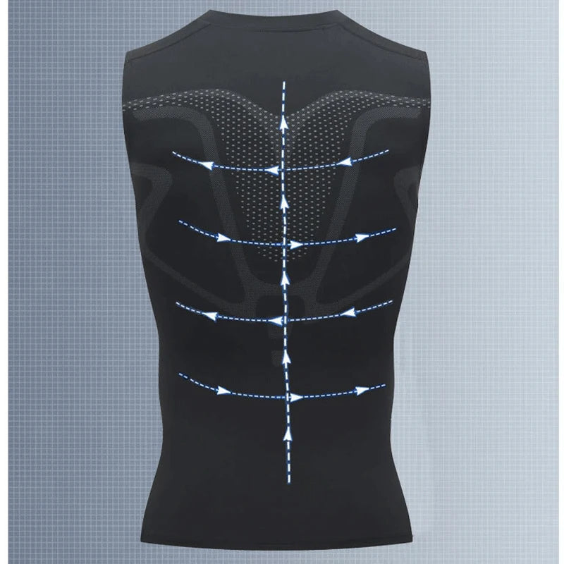 Men’s Sci-Fi Print Black Sports Vest – Quick-Dry, Elastic Round Neck