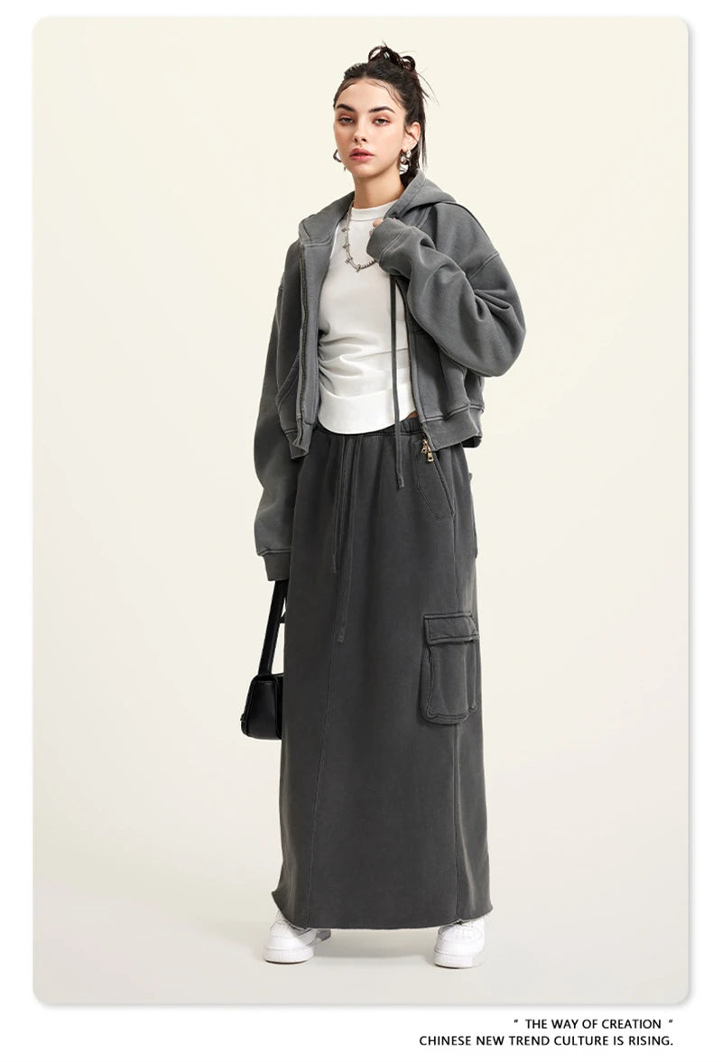 Women’s Fleece Zip Hoodie – HY0448 355gsm, thick, cropped, hooded, loose fit