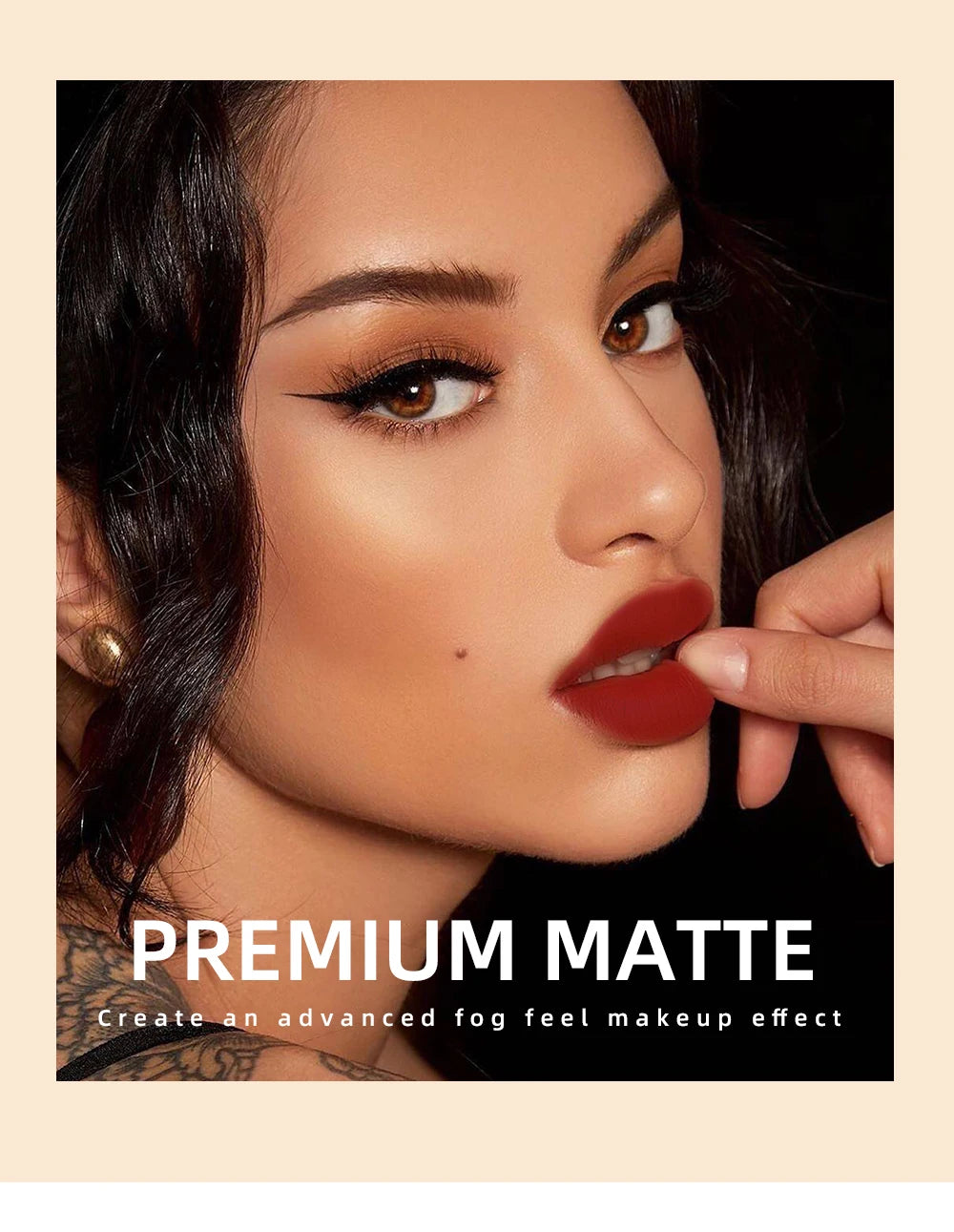 QIBEST Matte Liquid Lipstick – Waterproof, Long-Lasting Velvet Lip Gloss, Nude & Red