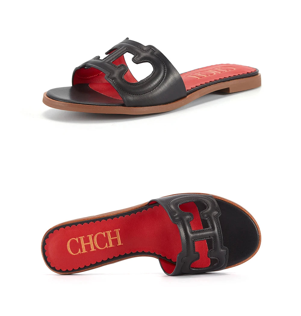 Women's Slippers Simple Black Flat Flat Women's Shoes Home Indoor Slippers