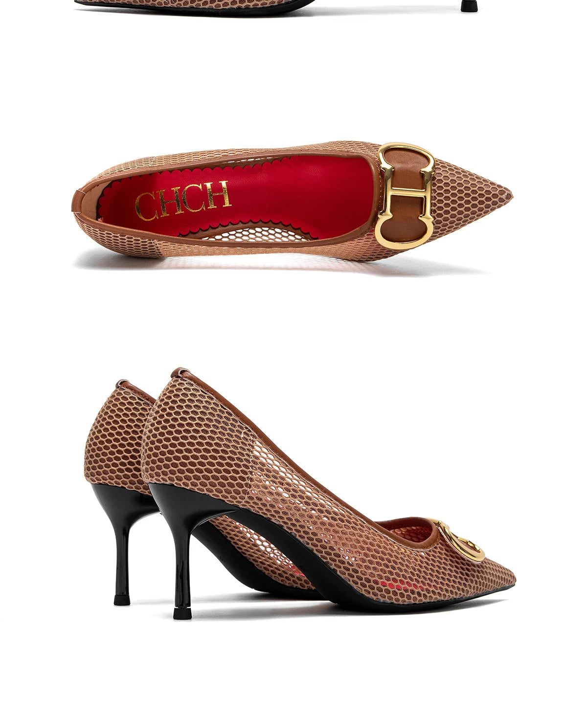 Women's High Heels New Hollow Business Women's Shoes 7cm Red Evening Shoes