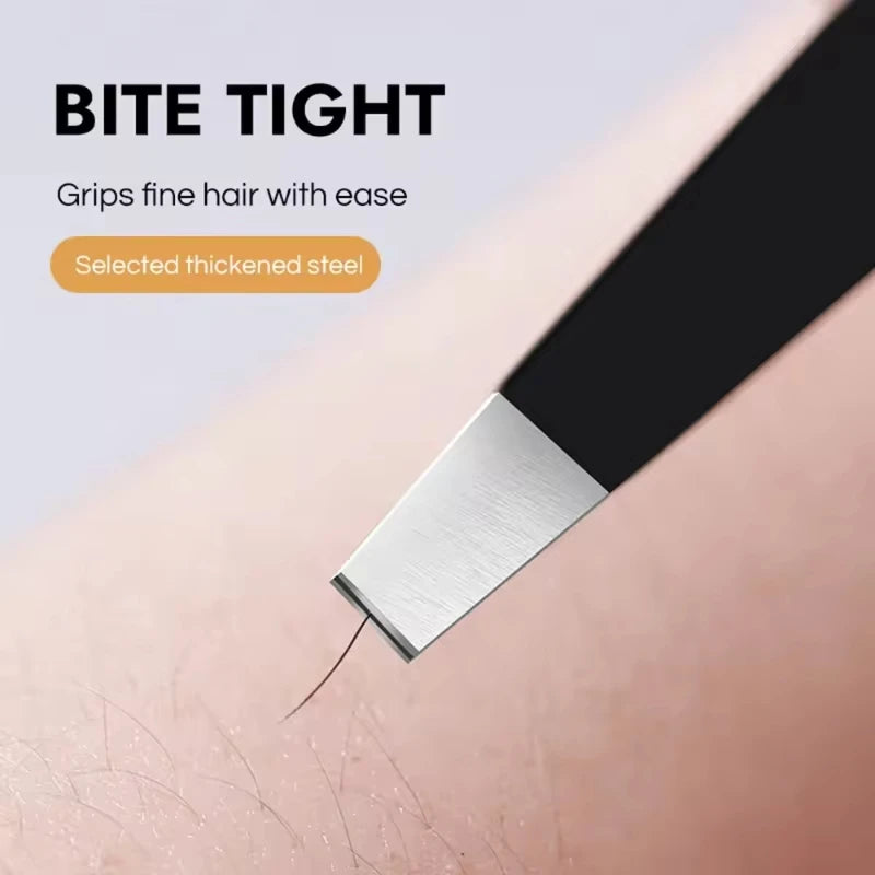 Stainless steel eyebrow tweezers for precise hair removal and shaping, durable and comfortable grip
