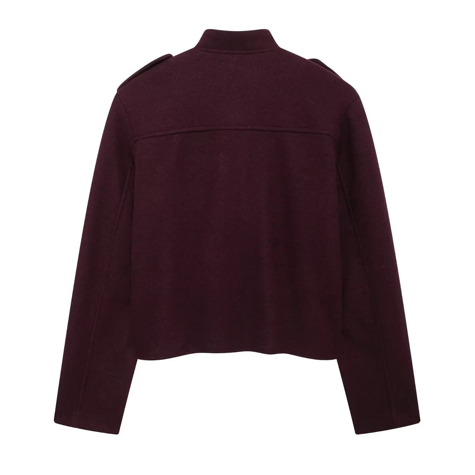 Women Soft Tweed Bomber Jacket O-Neck Long Sleeve Pockets Buttons Loose Woolen Coat Streetwear