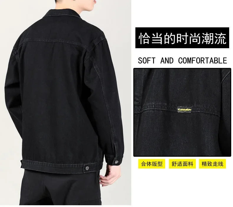 Men’s Casual Loose-Fit Denim Jacket – Spring/Autumn American Style