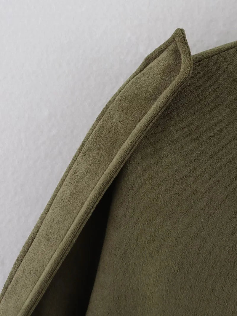 Women’s Vintage Bomber Jacket – Turn-Down Collar, Loose Fit