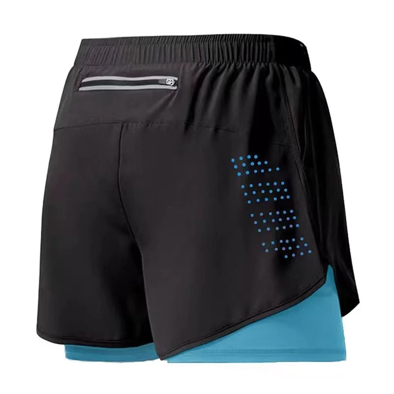 Men’s Quick-Dry Running Shorts – Black Double-Layer Sport & Training Pants