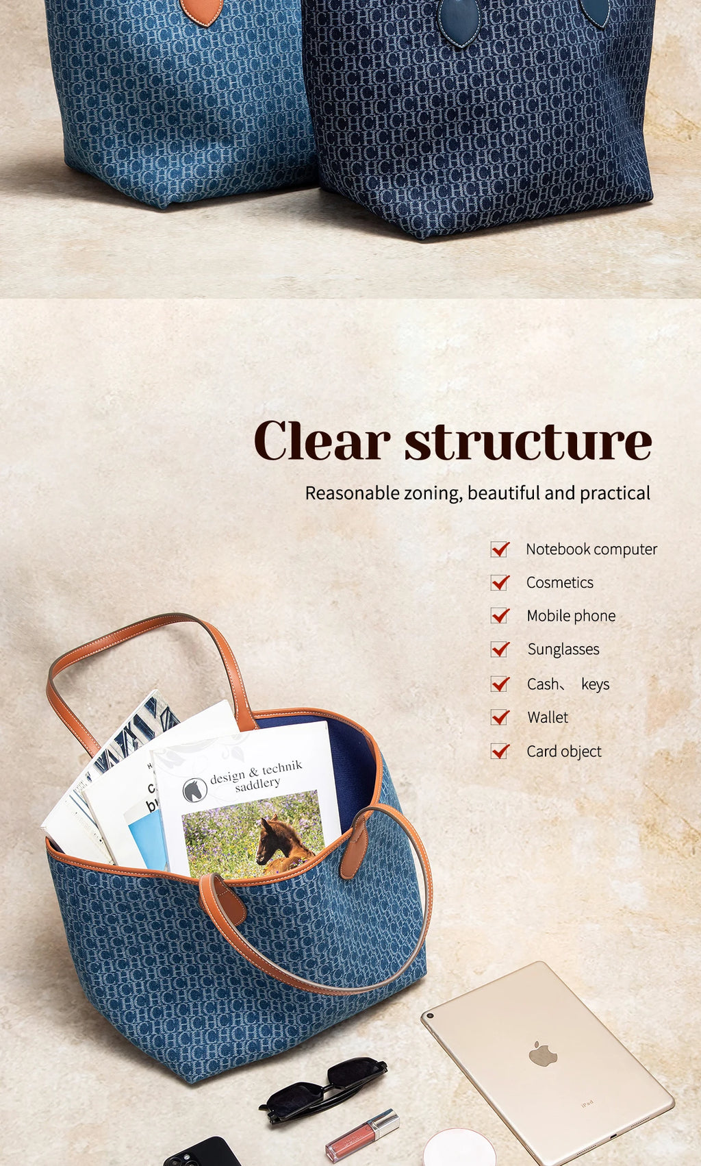 Women's Tote Bag Simple Double sided Available Mother and Child Large Capacity Casual Handbag