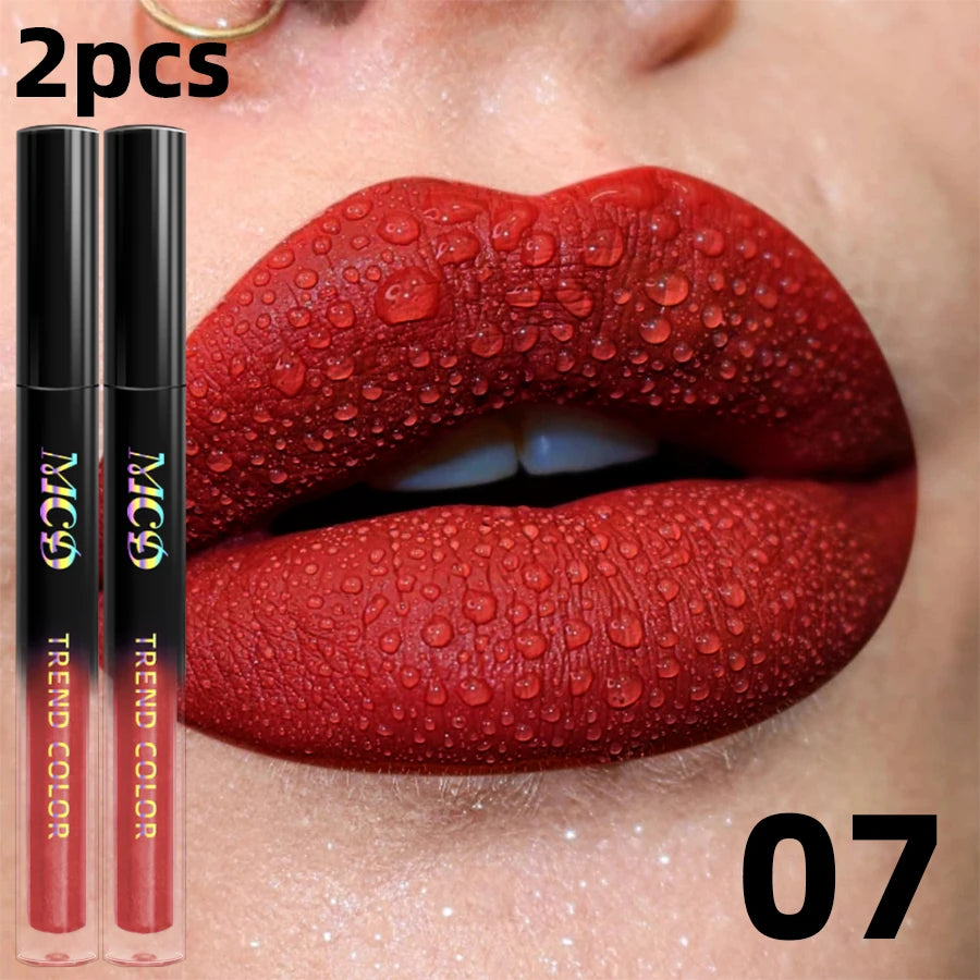 19-Color Matte Velvet Lip Gloss – Waterproof Liquid Lipstick & Lip Tint