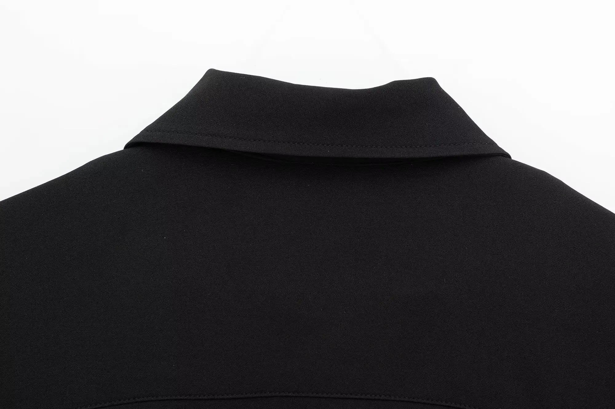 TFMLN Women’s Summer Set – Black Zipper Lapel Top & Wide-Leg Pants Two-Piece Outfit