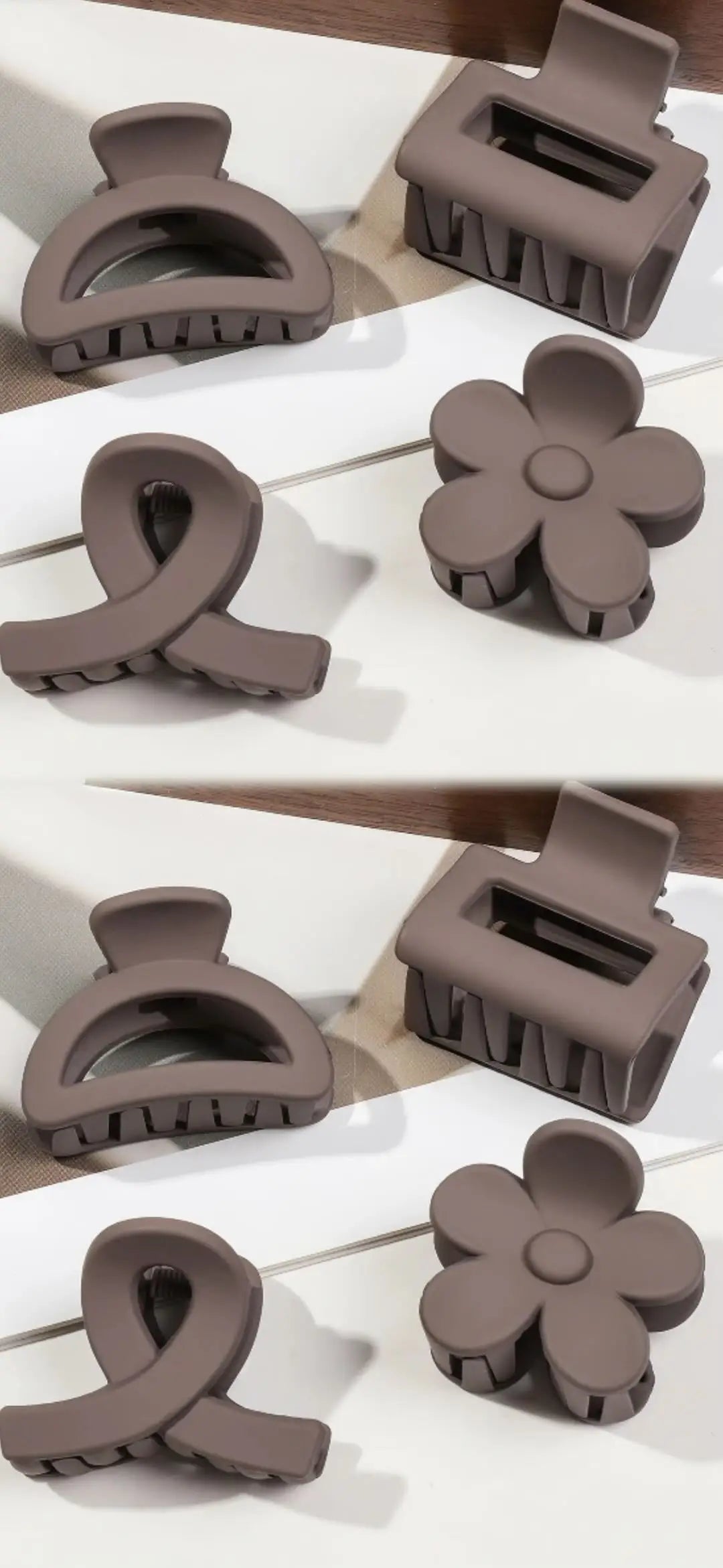 5-Piece Small Flower Hair Claw Clips – Matte Rectangle & Semicircle for Women & Girls