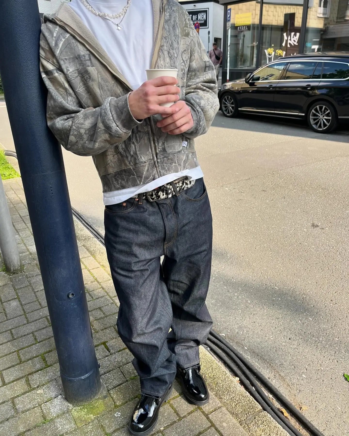 Y2K retro camouflage zip-up hoodie for men, oversized streetwear, hip hop style, unisex