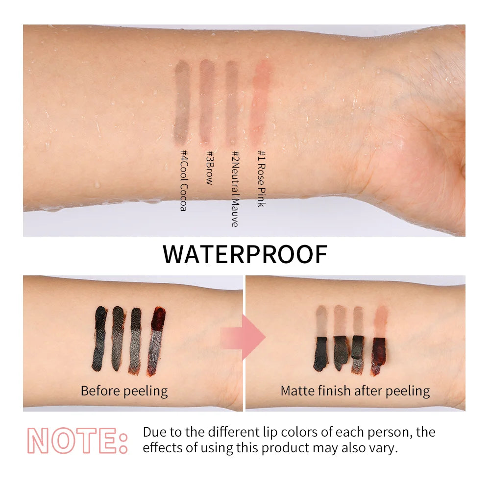 Waterproof Peel-Off Lip Tint – Long-Lasting Matte Lip Liner & Gloss, Brown