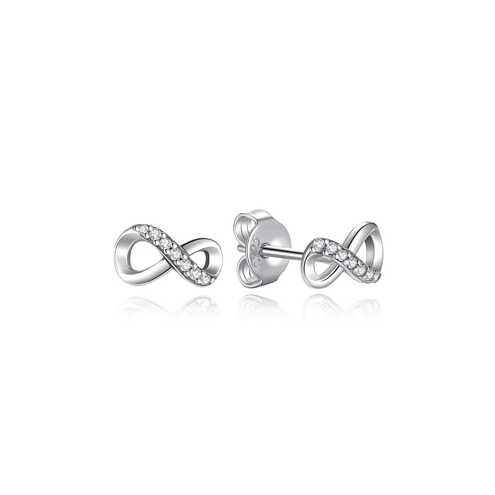 925 Sterling Silver Earrings – Stud & Hoop Set with Crystal, Heart, Crown, Bee & Infinity Designs