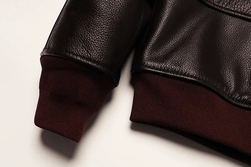 Men's quilted cowhide leather military flight jacket, winter overcoat, M212 style