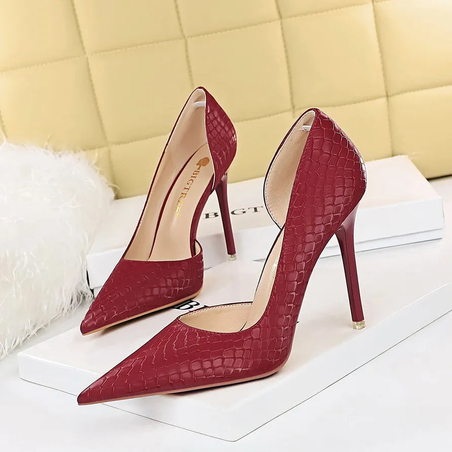 BIGTREE Snakeskin Stiletto Heels – Retro Luxury Pumps for Women
