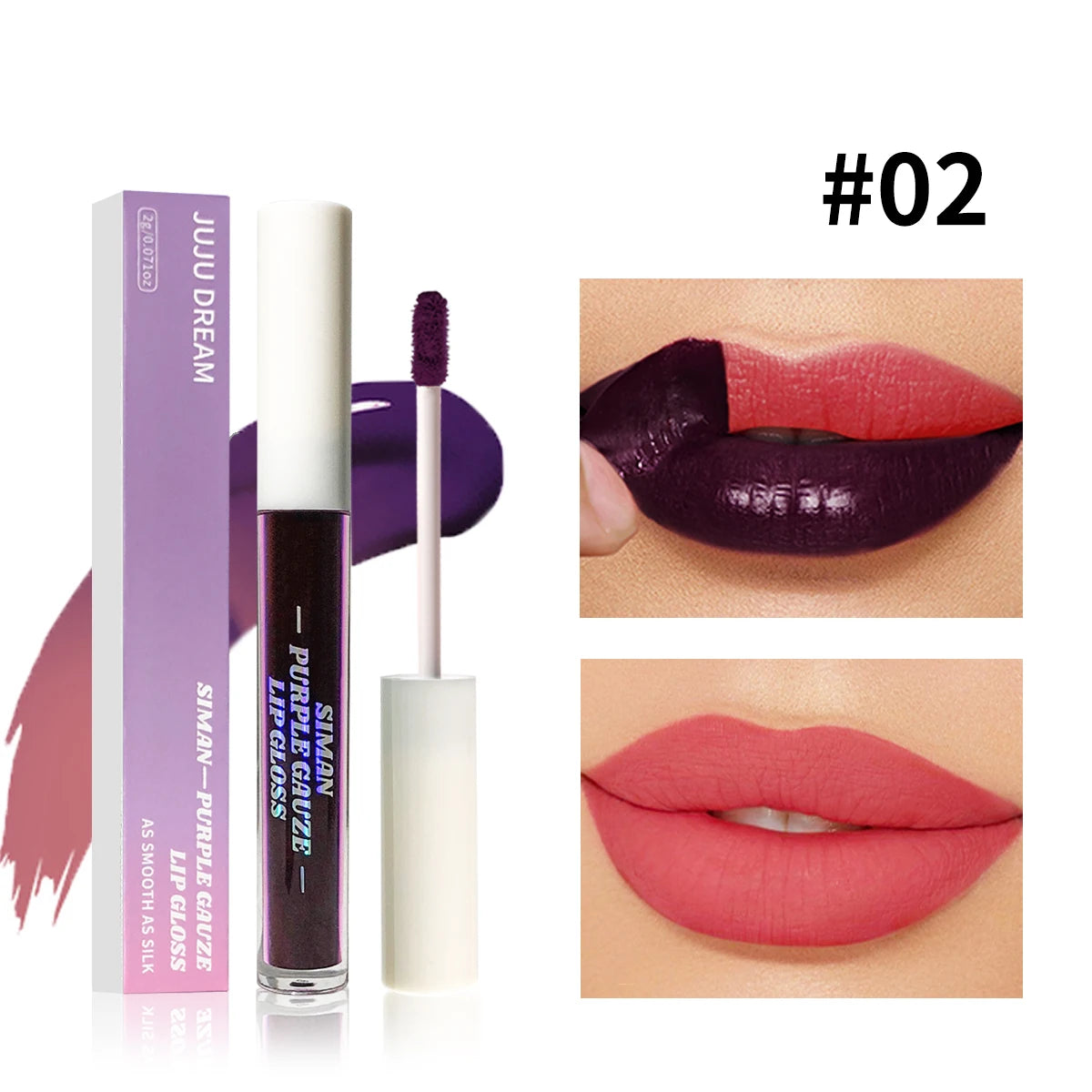 Peel-Off Lip Gloss Set (1–3 pcs) – Blue-Purple, Matte, Waterproof & Moisturizing