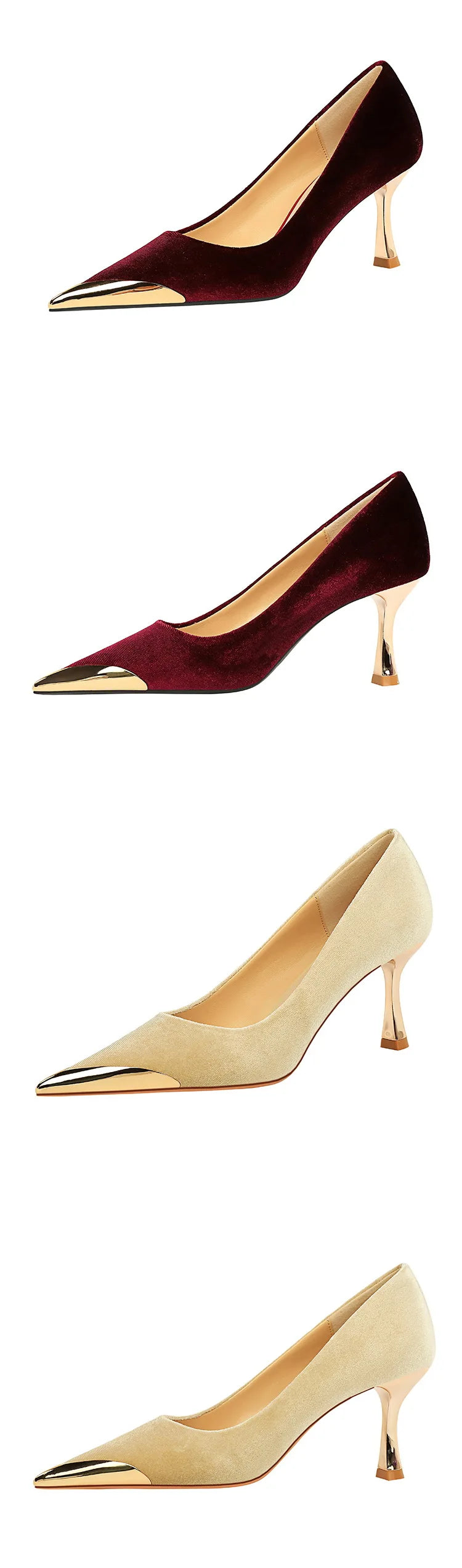 BIGTREE Velvet Wine Glass Heels – Sexy Pointed Party Pumps for Women