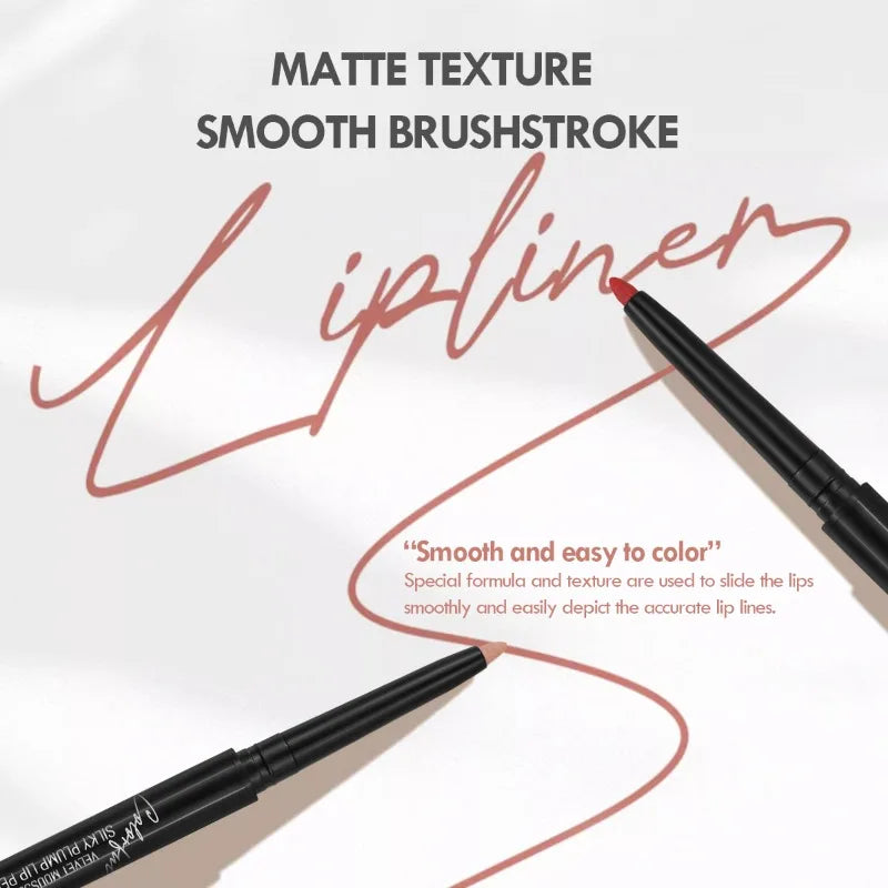 Waterproof Matte Lip Liner – Long-Lasting, Moisturizing, 12 Colors