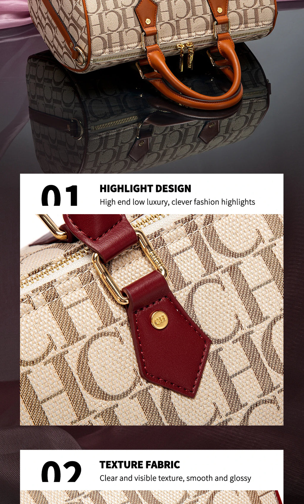 Women's Pillow Bag Autumn/Winter New Collection Letter Handbag Brown Boston Bag