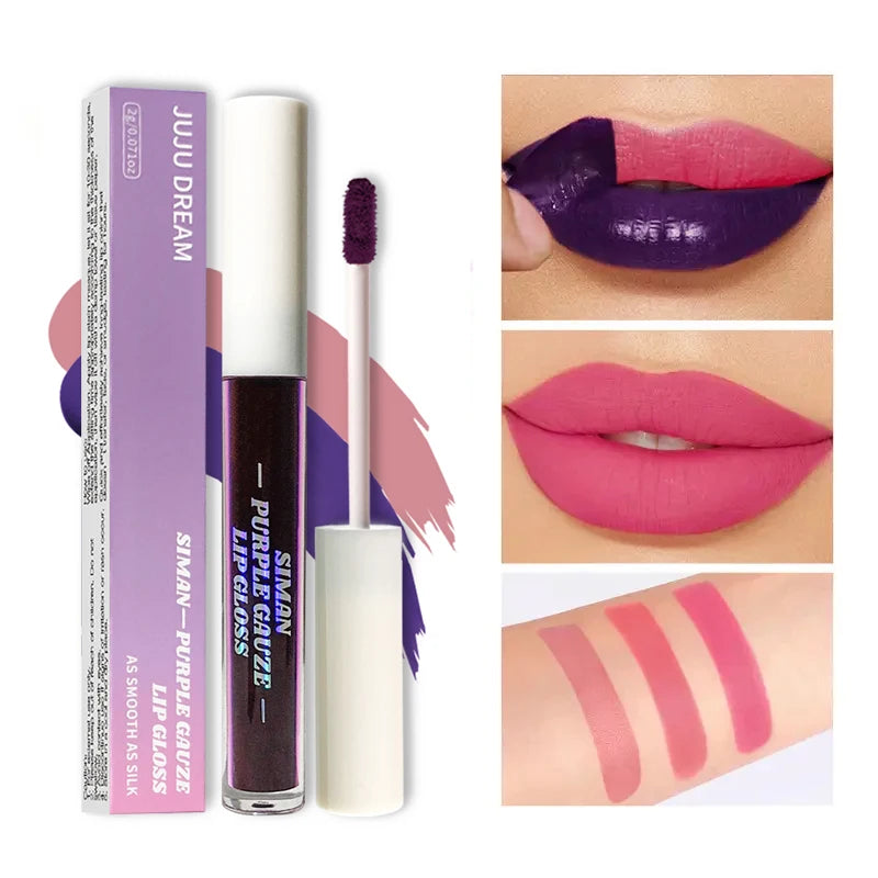 Peel-Off Lip Gloss Set (1–3 pcs) – Blue-Purple, Matte, Waterproof & Moisturizing