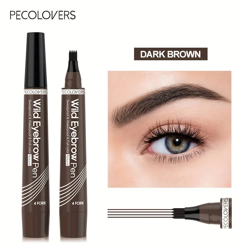 Waterproof 4-Tip Eyebrow Tattoo Pen – 6 Colors, Long-Lasting Liquid Brow Pencil