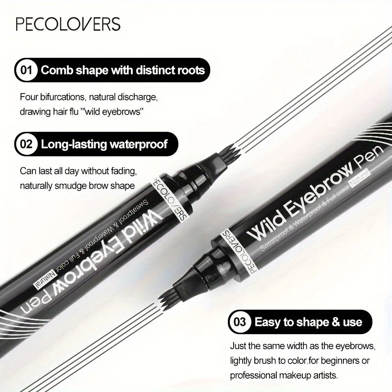 Waterproof 4-Tip Eyebrow Tattoo Pen – 6 Colors, Long-Lasting Liquid Brow Pencil