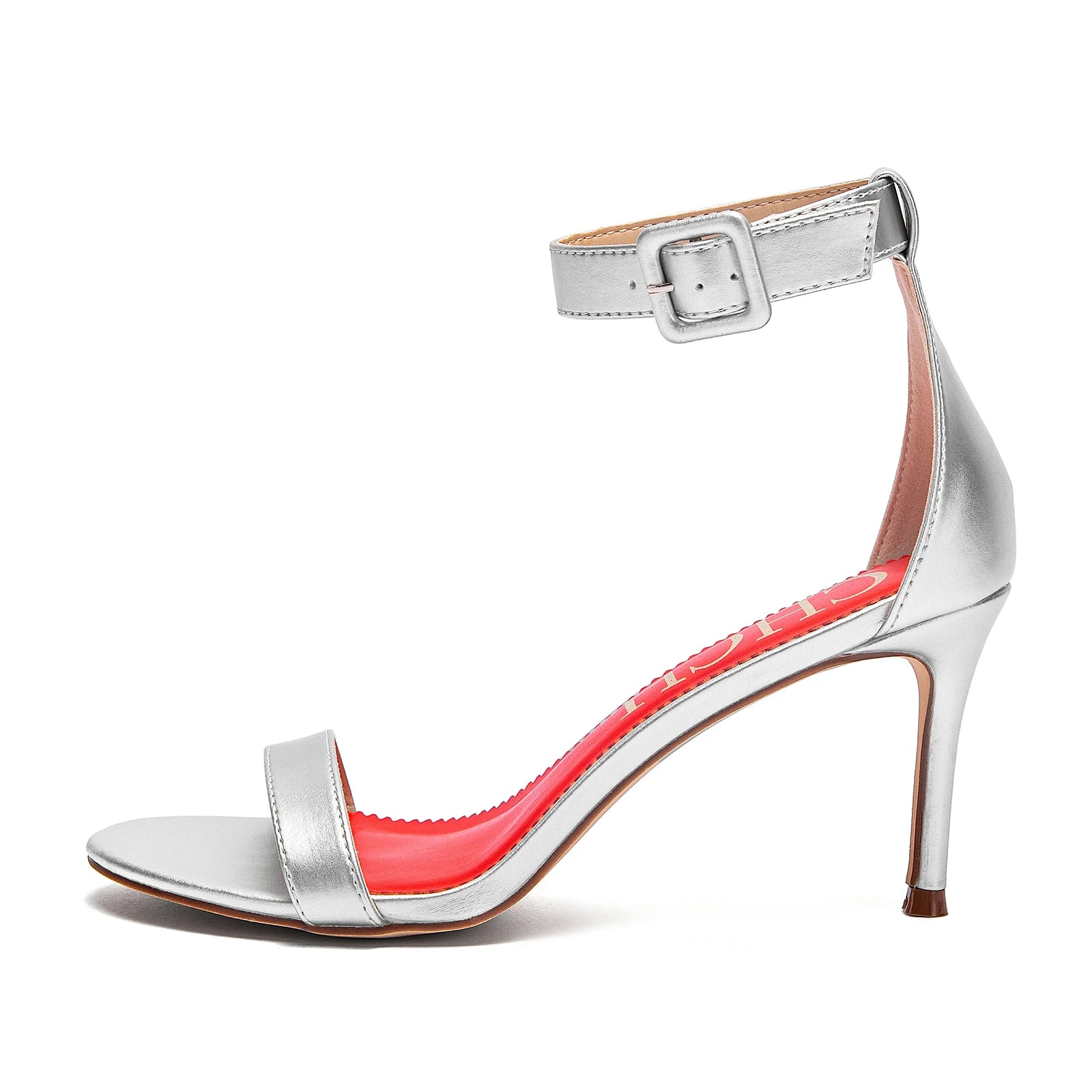 Women's High Heels Flower Ankle Strap Stilettos Round Open Toe Dressy Sexy Sandals 8cm