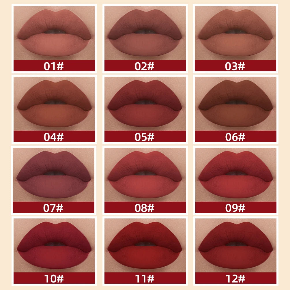 QIBEST Matte Liquid Lipstick – Waterproof, Long-Lasting Velvet Lip Gloss, Nude & Red