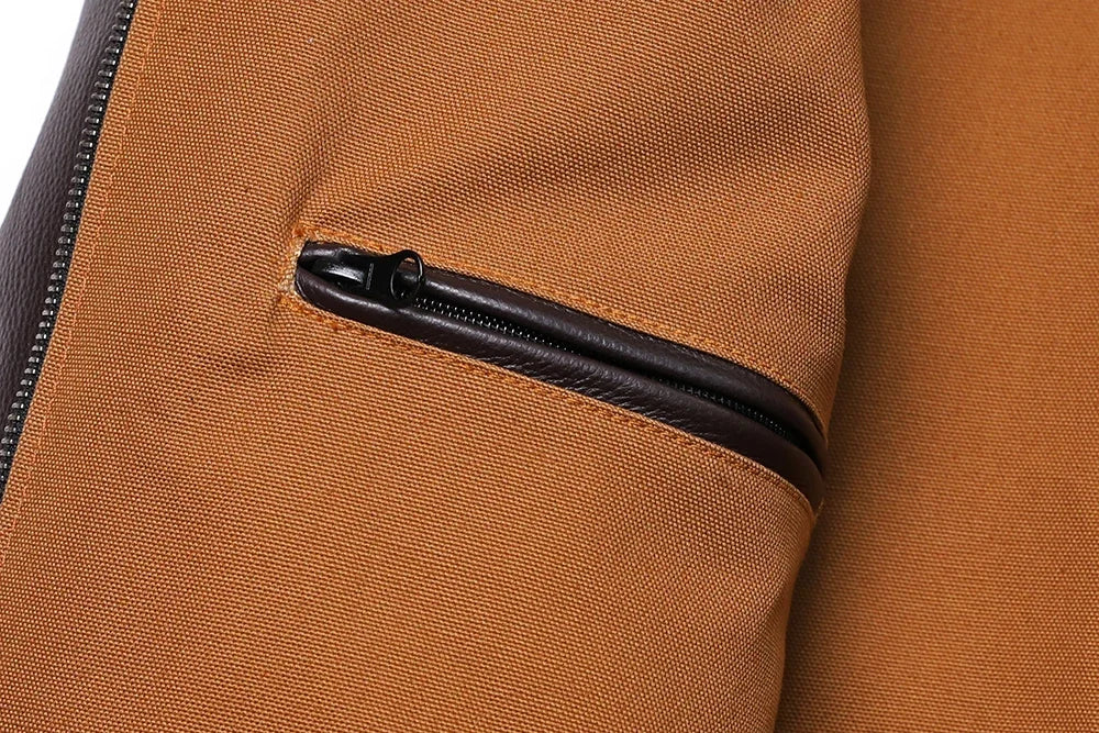 Men's A2-style genuine leather flight jacket made from cowhide and calfskin in brown