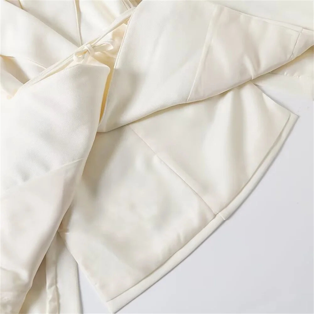 Women's versatile belt decoration long sleeved suit jacket new fashionable high waisted pleated pants casual pants