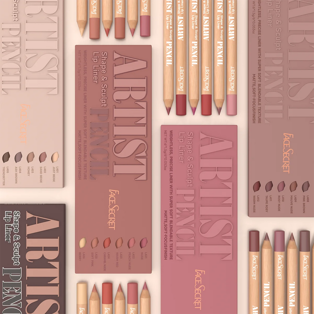 6pc Velvet Matte Lip Liner Set with versatile shades in berry, brown, and pink. Long-lasting lip makeup