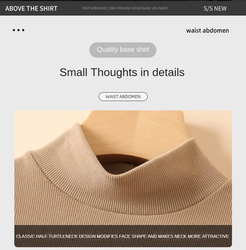 Women's knitted half-turtleneck sweater, slim fit, long sleeves, casual thermal knit top, Korean fashion