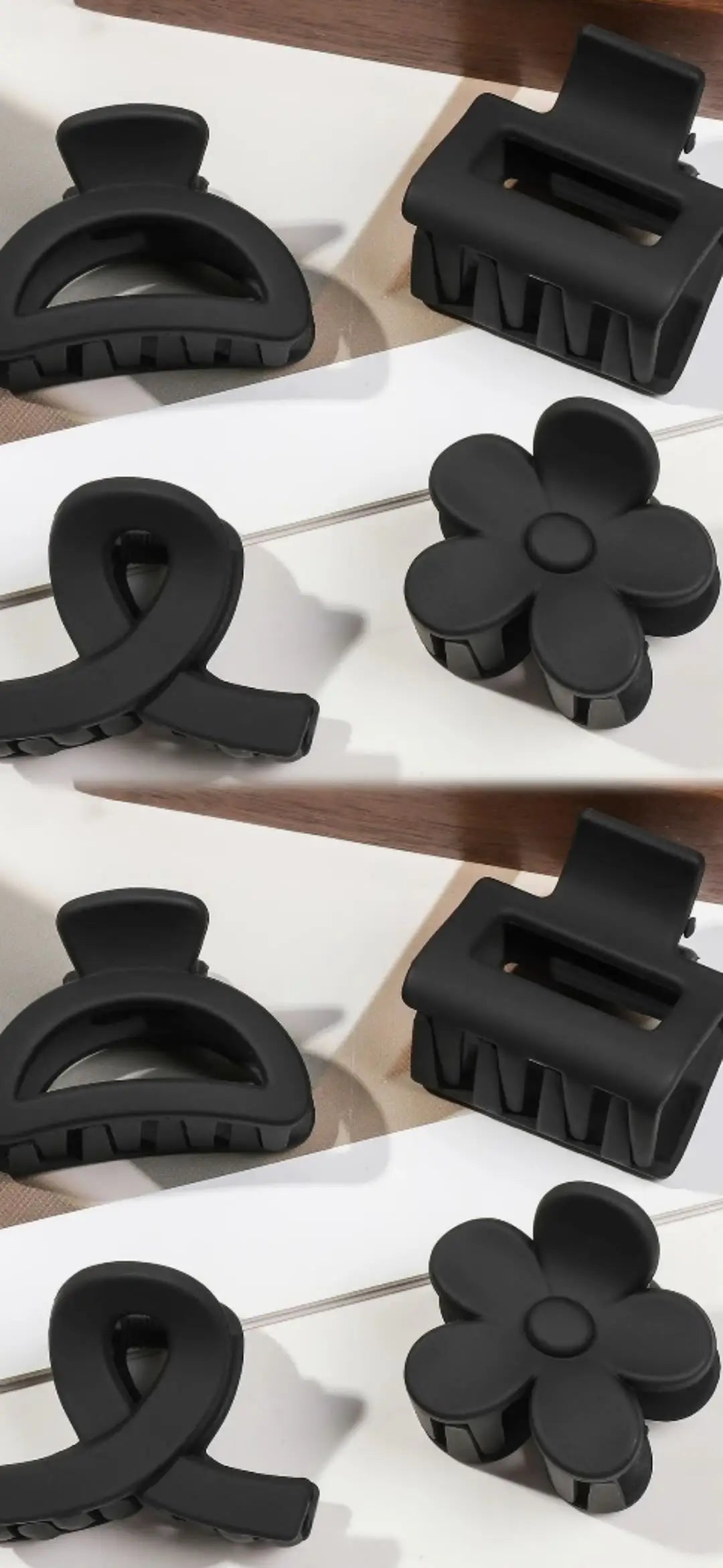 5-Piece Small Flower Hair Claw Clips – Matte Rectangle & Semicircle for Women & Girls