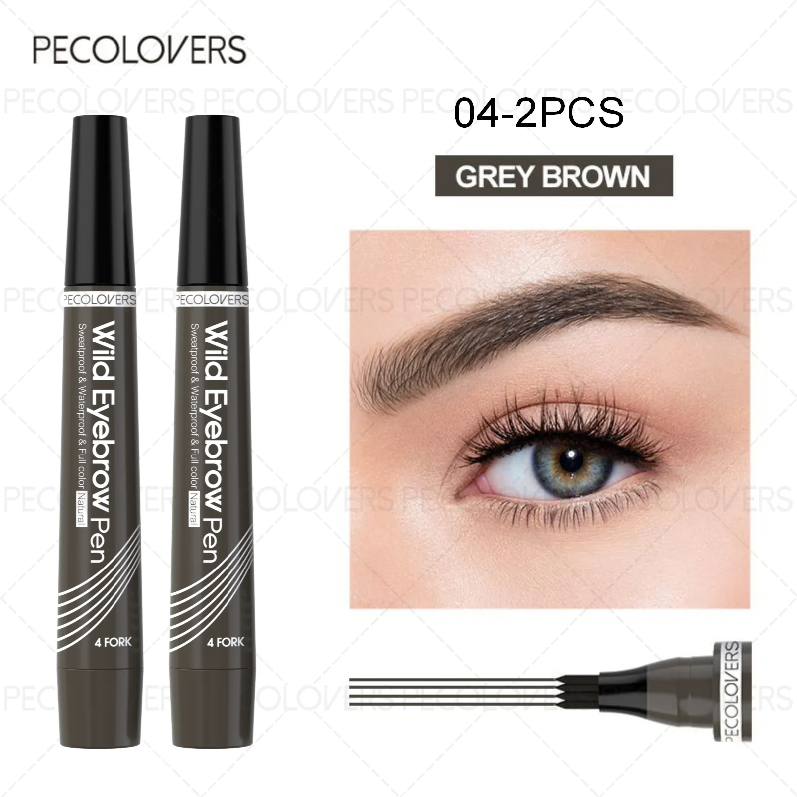 Waterproof 4-Tip Eyebrow Tattoo Pen – 6 Colors, Long-Lasting Liquid Brow Pencil