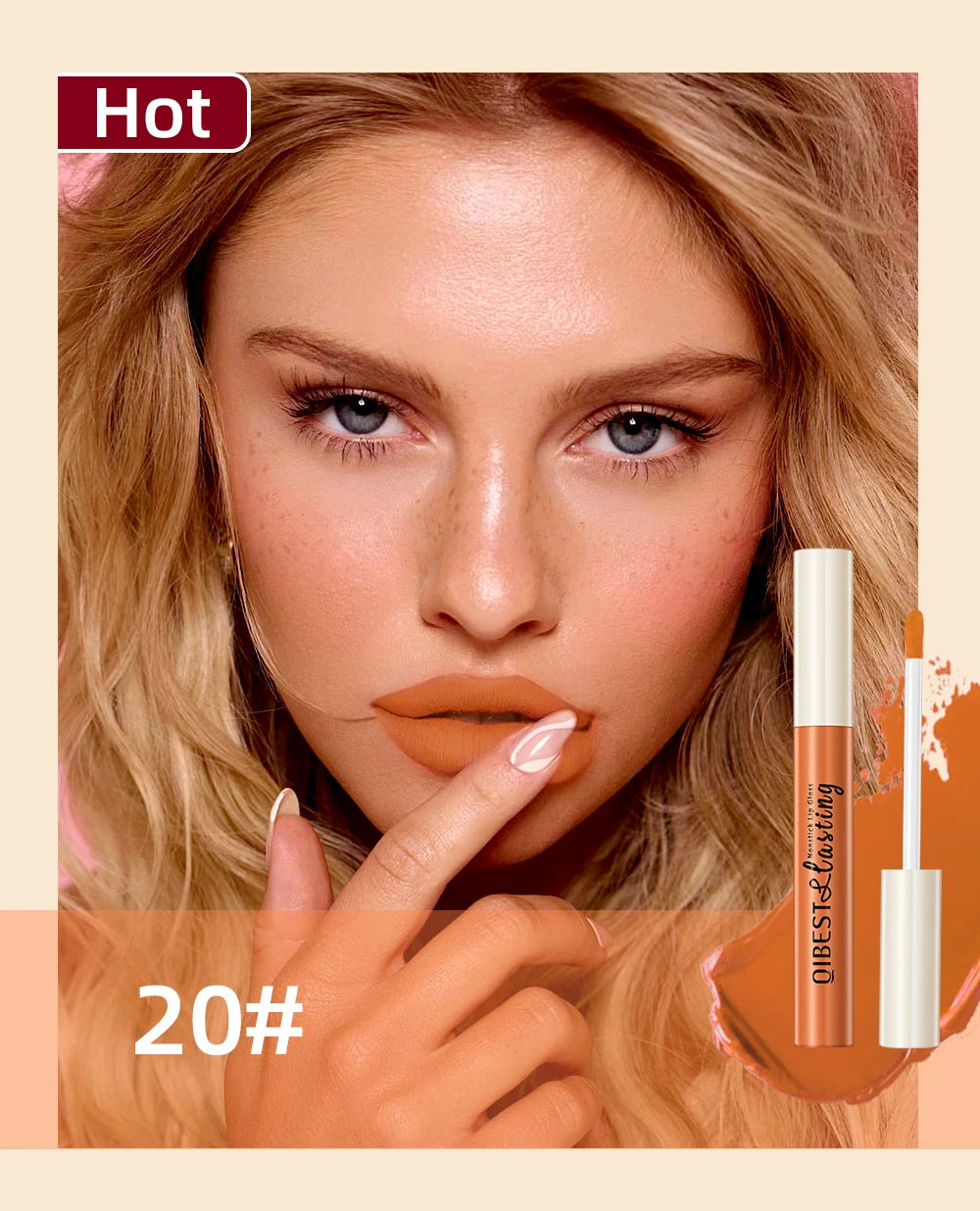 QIBEST Matte Liquid Lipstick – Waterproof, Long-Lasting Velvet Lip Gloss, Nude & Red