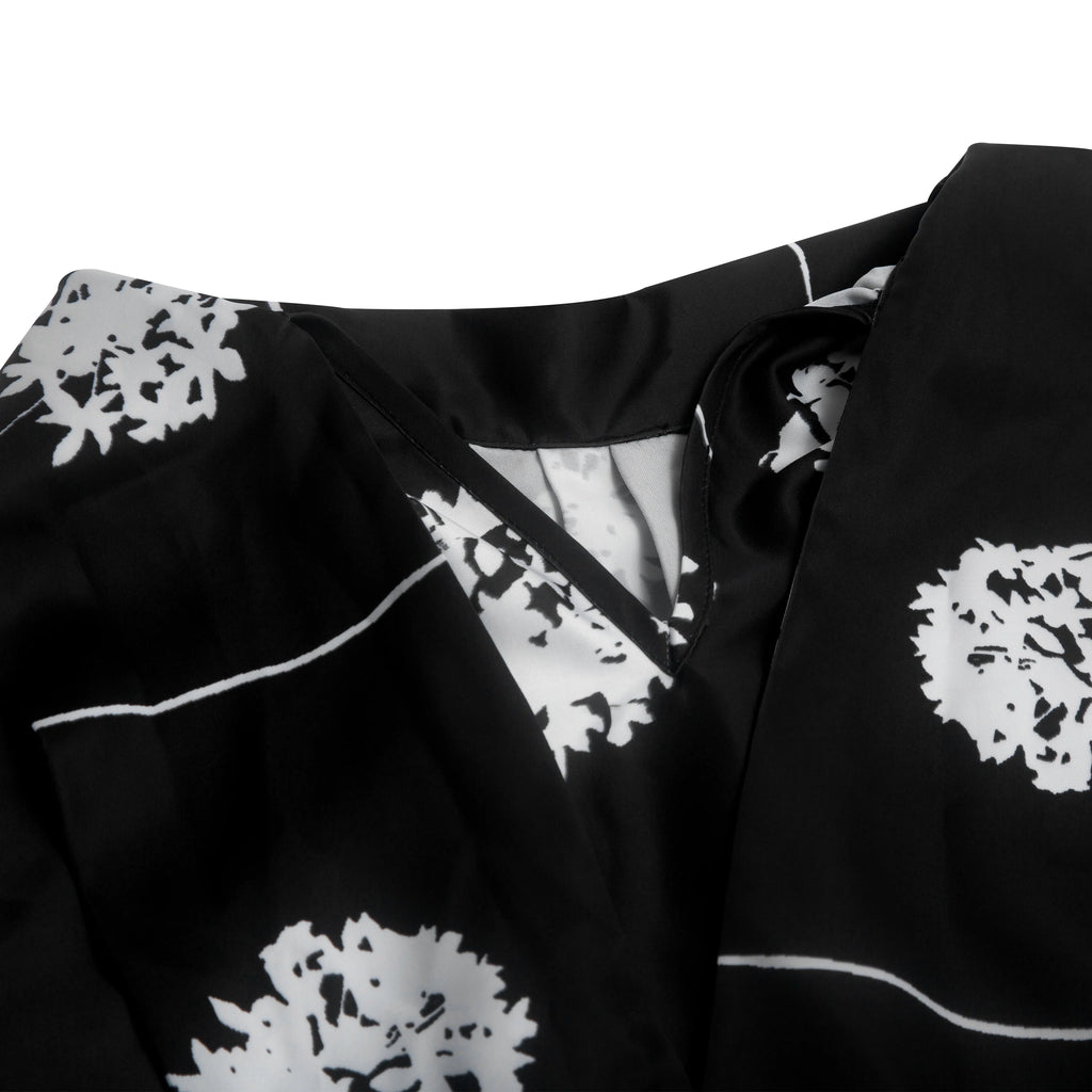 Women's Long Dress Summer New Black Printed Sexy Hanging Collar Dress Casual Party