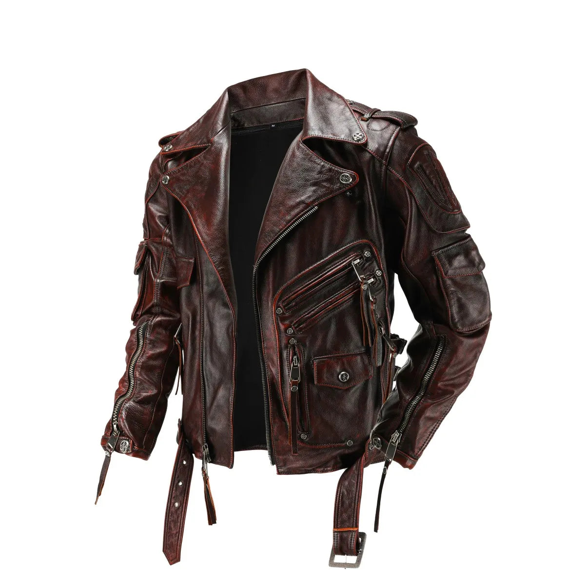 Copersian men's natural leather motorcycle jacket, casual vintage style