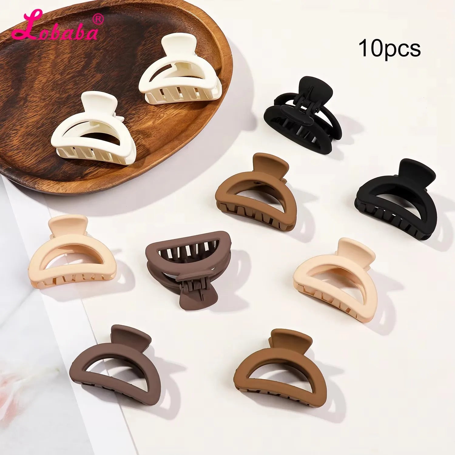 5-Piece Small Flower Hair Claw Clips – Matte Rectangle & Semicircle for Women & Girls