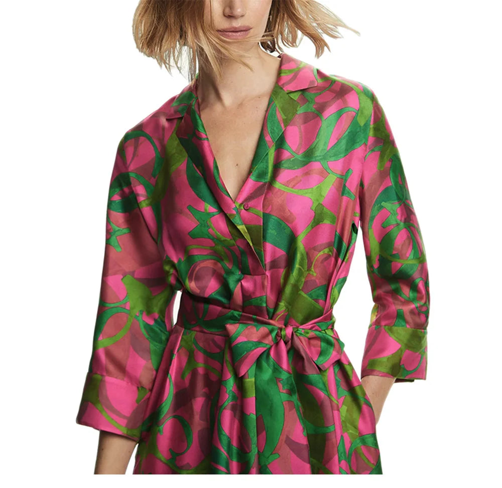 Women's Dress High Grade Elegant Party Long Sleeved Dress Single Breasted Lace Up Design Casual