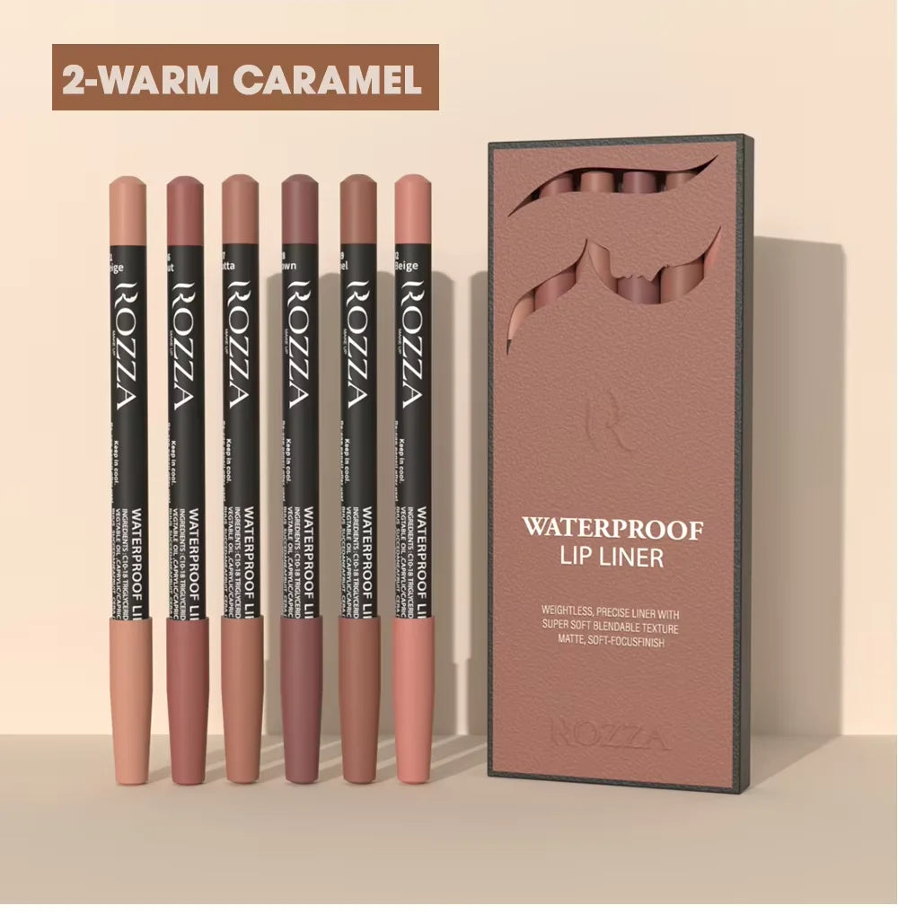 Rozza Waterproof Lip Liner Set – weightless, precise, soft, blendable matte texture